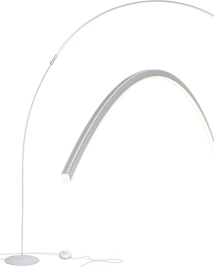 Brightech Sparq Arc Floor Lamp, Ultra Bright Lamp for Living Rooms & Offices – 3-Way Dimmable Smart, Tall Contemporary Standing Lamp for Reading in Bedrooms - Silver - LeafyLoom