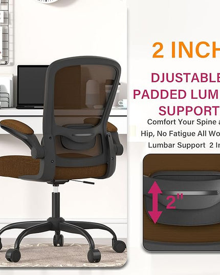 Office Chair, Ergonomic Desk Chair with Adjustable Lumbar Support, High Back Mesh Computer Chair with Flip-up Armrests-BIFMA Passed Task Chairs, Executive Chair for Home Office - LeafyLoom