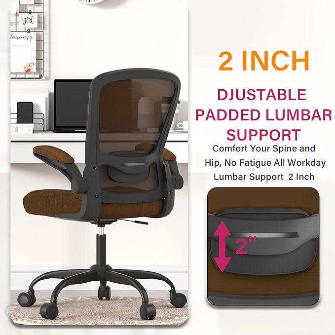 Office Chair, Ergonomic Desk Chair with Adjustable Lumbar Support, High Back Mesh Computer Chair with Flip-up Armrests-BIFMA Passed Task Chairs, Executive Chair for Home Office - LeafyLoom