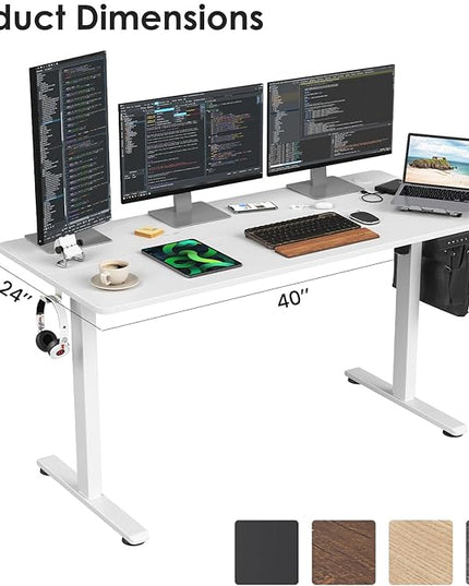 STARY Electric Memory Preset 55 x 24 Inches Adjustable Height Computer Workstation Sit Stand Home Office Desk with Splice Board, 5524, White Desktop/White Frame - LeafyLoom