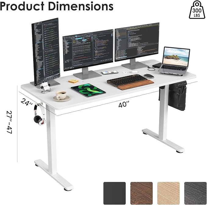 STARY Electric Memory Preset 55 x 24 Inches Adjustable Height Computer Workstation Sit Stand Home Office Desk with Splice Board, 5524, White Desktop/White Frame - LeafyLoom
