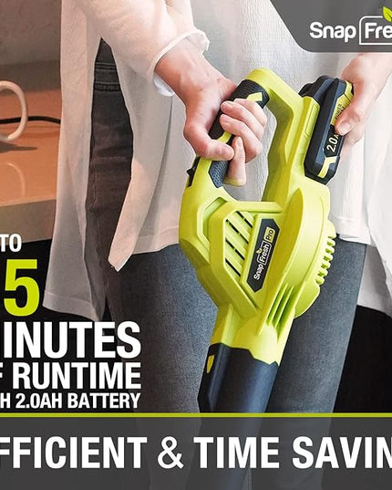 SnapFresh Cordless Leaf Blower - 20V Leaf Blower Cordless with 2.0Ah Li-ion Battery & Fast Charger, 130 MPH 140CFM Electric Leaf Blower Battery Powered Lightweight Sweeper for Sidewalk Hard Surfaces - LeafyLoom