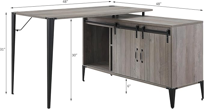 NicBex Kimberly-DW-00023-LWJ Home Office Desks, 48"x48"x31", Gray Oak - LeafyLoom