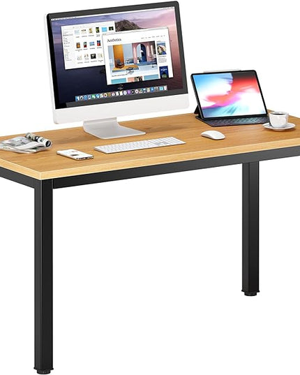 DlandHome 47 inches Medium Computer Desk, Composite Wood Board, Decent and Steady Home Office Desk/Workstation/Table, BS1-120TB Teak and Black Legs, 1 Pack - LeafyLoom