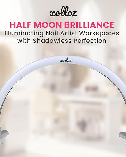 Half-Moon Nail Desk Lamp for Professionals, 3360 Lumen Led Light for Nails, Perfect Led Manicure Desk Lamp | Tattoo Light | Lash Tech Light | Manicure Light Led (White) (Two Knobs) - LeafyLoom