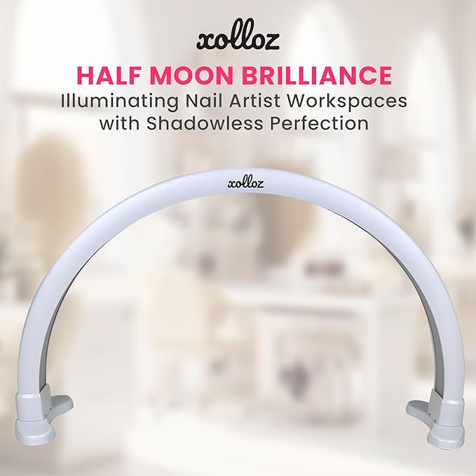 Half-Moon Nail Desk Lamp for Professionals, 3360 Lumen Led Light for Nails, Perfect Led Manicure Desk Lamp | Tattoo Light | Lash Tech Light | Manicure Light Led (White) (Two Knobs) - LeafyLoom