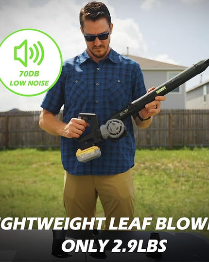 Cordless Leaf Blower, 2 x 21V 4.0Ah Battery and Charger, 3 Speed Mode, 160 MPH 180CFM Lightweight Battery Powered Leaf Blower for Lawn Care, Patio, Yard, Sidewalk,Snow Blowing - LeafyLoom