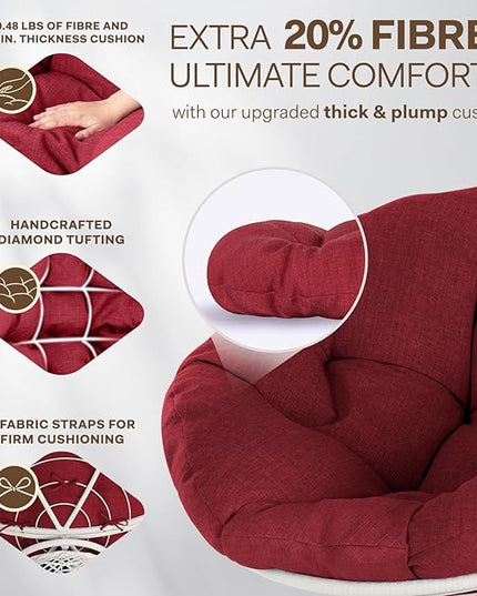Bme Papasan Chair, Cherry Sangria - White Base - LeafyLoom