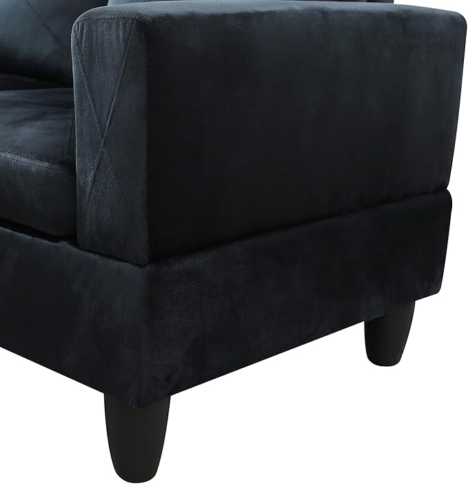L-Shaped Sectional Couches with 66.5'' Chaise Lounge & Storage Ottoman Modular Room Sofas for Home Office Apartment, Large Living Furniture, 97'' Left Hand Facing, Midnight Blue Microfiber - LeafyLoom