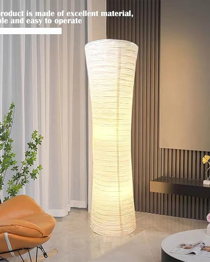 Paper Floor Lamp Shade, Foldable and Minimalist Style Rice Paper Lamps Classic Modern Paper Floor Light Bulb Cage Guard for Living Room Bedroom Décor - LeafyLoom