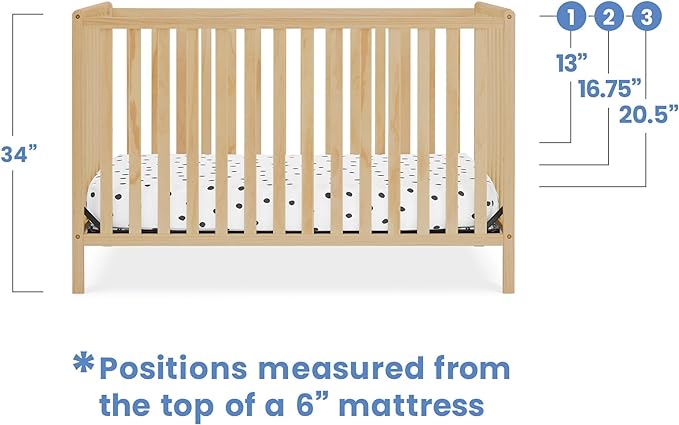 Delta Children Heartland 4-in-1 Convertible Crib, Natural + Twinkle Galaxy Crib and Toddler Mattress (Bundle) - LeafyLoom