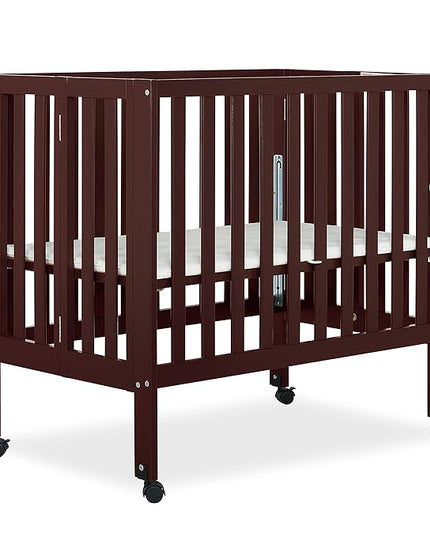Jett Non-Full Size Folding Convertible Crib, Lightweight Portable Crib, Three Adjustable Mattress Height Settings, Easy to Fold Travel Crib, 1.5” Mattress Pad Included - LeafyLoom
