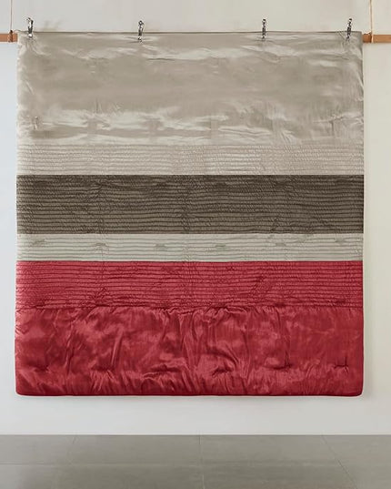 Madison Park Amherst Faux Silk Comforter Set-Casual Contemporary Design All Season Down Alternative Bedding, Matching Shams, Bedskirt, Decorative Pillows, Queen(90"x90"), Red, 7 Piece (MP10-037) - LeafyLoom