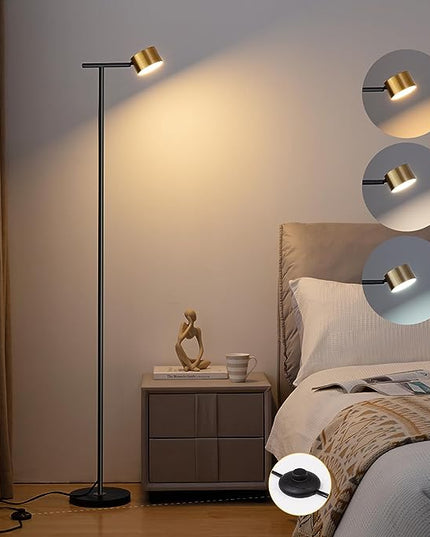 Floor Lamps for Living Room, 3 Color Temperatures Minimalist Floor Lamp with Flexible Lamp Cap,Modern Tall Floor Lamp for Bedroom, Foot Switch, Standing Reading Lamp for Office Working - LeafyLoom