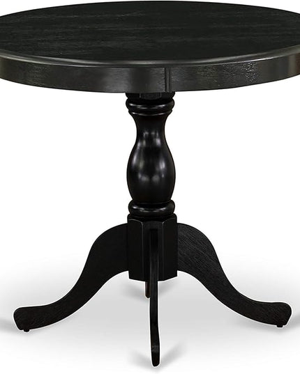 East West Furniture AMSI3-ABK-48 Antique 3 Piece Modern Set Contains a Round Kitchen Table with Pedestal and 2 Coffee Linen Fabric Parsons Dining Chairs, 36x36 Inch - LeafyLoom