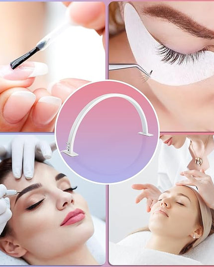 Half Moon Light for Nail Desk 29in 50w LED Half Moon Lamp 3000-6000k Lash Lamp for Lash Extension Led Light for Nails tech, Stepless Dimming 3 Color Led Light for Nails Tech - LeafyLoom