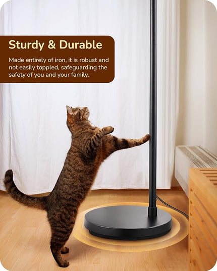 EDISHINE Modern Arc Floor Lamp, 78.3" Mid Century Reading Lamps Over Chair with Remote & Foot Switch, Rotatable Lamp Head, Metal Floor Lamp for Bedroom, Office, Living Room, Dining Room, Black - LeafyLoom