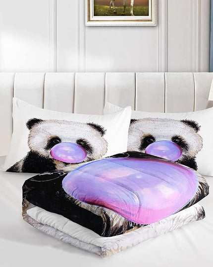 CVHOUSE Panda Bedding Set,Panda Comforter Queen,Cute Panda Comforter Set for Girls Kids Teens,Kawaii Panda Quilt Set with 1 Comforter and 2 Pillow Cases- 3 Piece - LeafyLoom