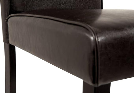 Signature Design by Ashley Kimonte Modern 19" Faux Leather Upholstered Armless Dining Chair, 2 Count, Dark Brown - LeafyLoom