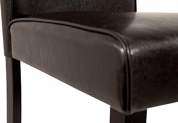 Signature Design by Ashley Kimonte Modern 19" Faux Leather Upholstered Armless Dining Chair, 2 Count, Dark Brown - LeafyLoom