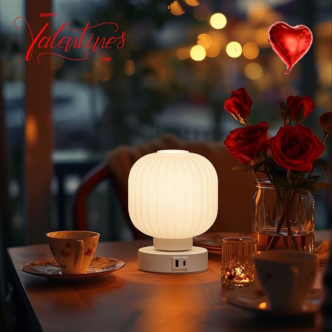 Touch Bedside Table Lamp - Small Table Lamps,3 Way Dimmable with USB C+A Charging Ports - Bedroom Nightstand & Living Room Essential, 6W Bulb Included - LeafyLoom