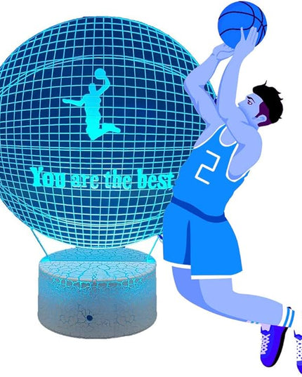 Goodking Basketball 3D Night Lights with Remote & Smart Touch, 7 Colors + 16 Colors Changing Bedside Lamp Birthday Christmas Gift for Sport Fan Boys Girls - LeafyLoom