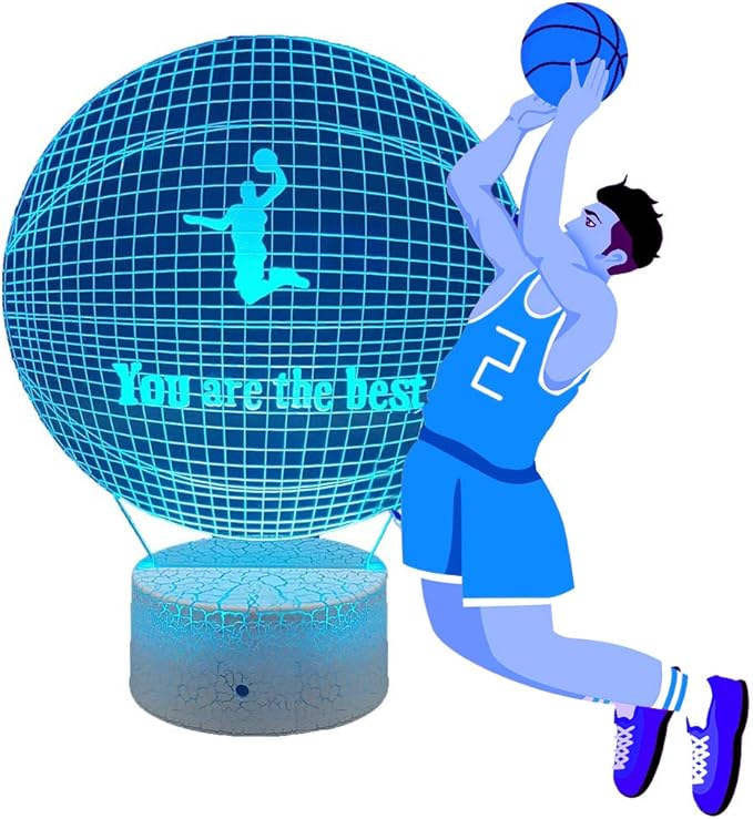 Goodking Basketball 3D Night Lights with Remote & Smart Touch, 7 Colors + 16 Colors Changing Bedside Lamp Birthday Christmas Gift for Sport Fan Boys Girls - LeafyLoom