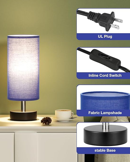 Small Table Lamp for Bedroom - Bedside Lamps for Night Stands, Minimalist Nightstand Light Lamp, Desk Lamps for Reading Room, Kids Room, Living Room, Office, Dorm - LeafyLoom
