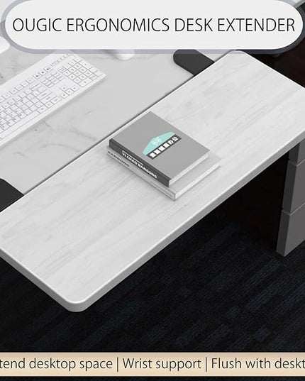 Ergonomics Desk Extender Tray, 29.5"x9.5" Punch-Free Clamp on, Foldable Keyboard Drawer Tray, Table Mount Arm Wrist Rest Shelf, Computer Elbow Arm Support - LeafyLoom