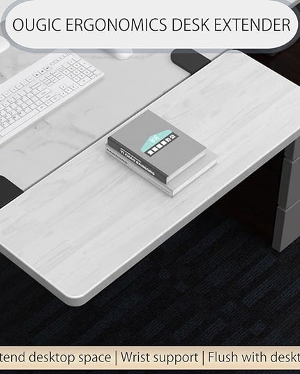Ergonomics Desk Extender Tray, 25.2"x9.5" Punch-Free Clamp on, Foldable Keyboard Drawer Tray, Table Mount Arm Wrist Rest Shelf, Computer Elbow Arm Support - LeafyLoom