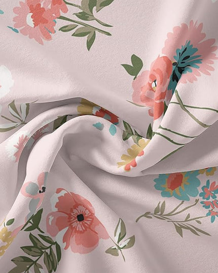 Floral Comforter King Size,Pink Floral Kids Comforter Set,3Pcs Bedding Set Printed Comforter with 2 Pillowcases,Down Alternative,Soft and Lightweight,for All Seasons - LeafyLoom