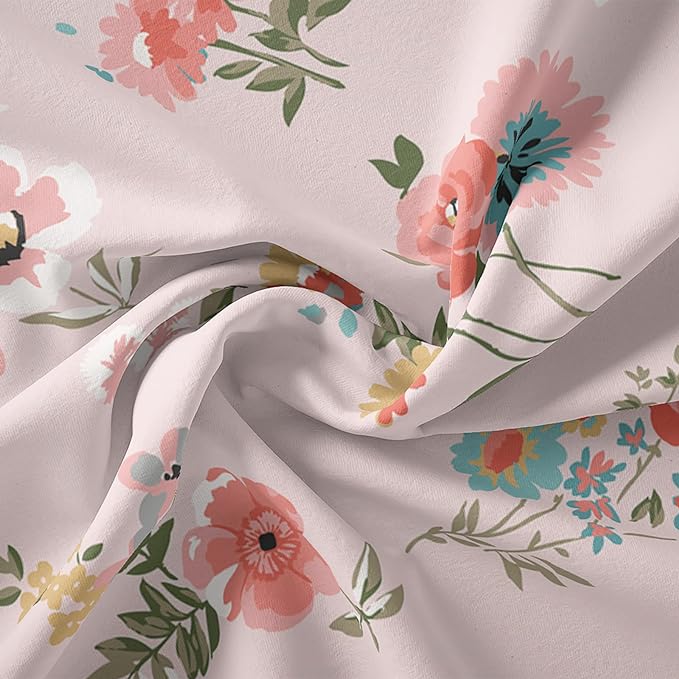 Floral Comforter King Size,Pink Floral Kids Comforter Set,3Pcs Bedding Set Printed Comforter with 2 Pillowcases,Down Alternative,Soft and Lightweight,for All Seasons - LeafyLoom