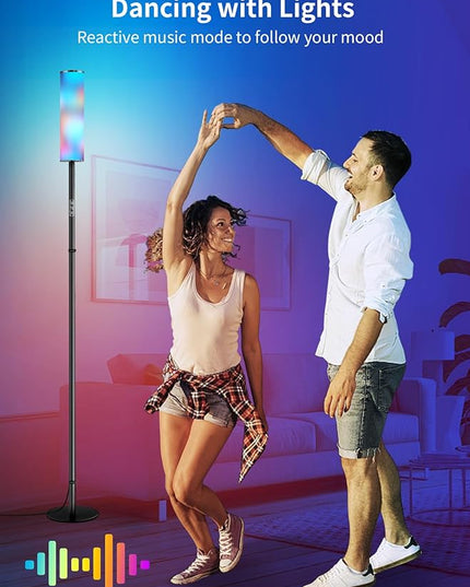 chiphy RGB Floor Lamp, 75'' Color Changing Floor Lamp, LED Cylinder Floor Lamp Alexa Lamp APP Control, Music Sync DIY Mode, 18W 1600 Lumen Modern Lamp for Living Room Bedroom Gaming Room Party - LeafyLoom