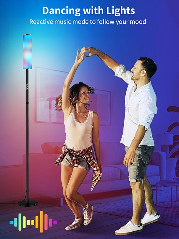 chiphy RGB Floor Lamp, 75'' Color Changing Floor Lamp, LED Cylinder Floor Lamp Alexa Lamp APP Control, Music Sync DIY Mode, 18W 1600 Lumen Modern Lamp for Living Room Bedroom Gaming Room Party - LeafyLoom