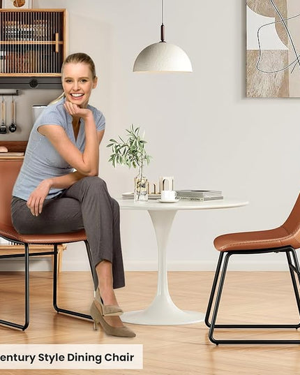 Dining Chairs Set of 4, Kitchen & Dining Room Chairs Dining Chairs Midcentury Modern Chair, Mid Century Faux Leather Dining Chair Comfortable,Dining Chair for Home - LeafyLoom