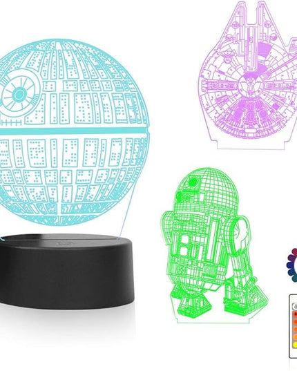 3D Illusion LED Night Light,16 Colors Gradual Changing Touch Switch USB Table Lamp for Holiday Gifts or Home Decorations（3Pattern） - LeafyLoom