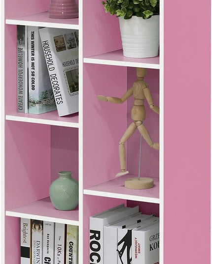 Furinno 7-Cube Reversible Open Shelf, White/Pink 11048WH/PI - LeafyLoom