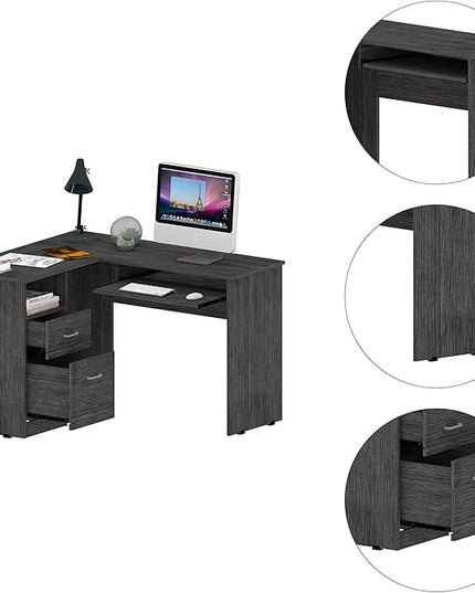 NicBex Kimberly-DW-00052-LWJ Home Office Desks, 47.2"x41.3"x30.4", Gray - LeafyLoom