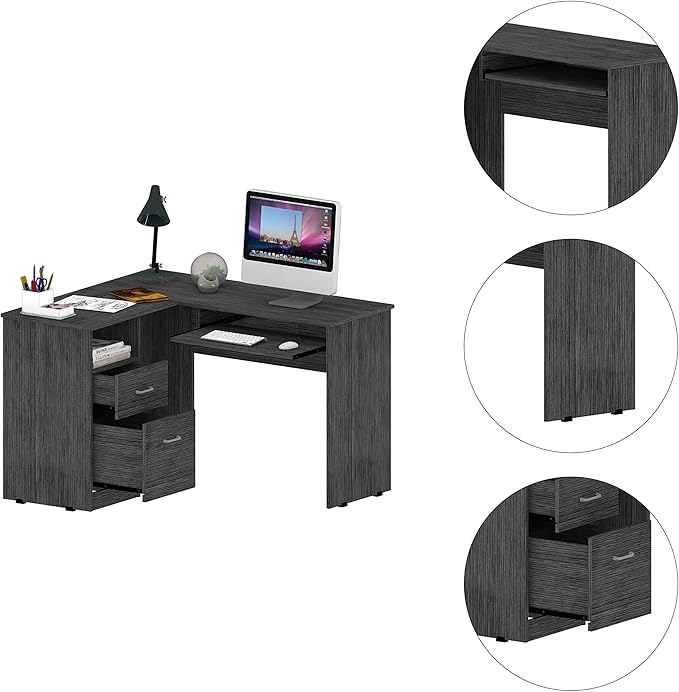 NicBex Kimberly-DW-00052-LWJ Home Office Desks, 47.2"x41.3"x30.4", Gray - LeafyLoom