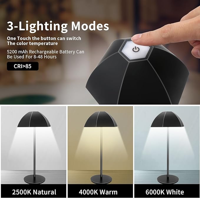 LED Cordless Floor lamp,Waterproof Outdoor Floor Lamp,Adjustable Height Rechargeable Floor & Desk Lamp,Modern Portable Tall Pole Standing Light for Outdoor,Living Room,Bedroom - LeafyLoom