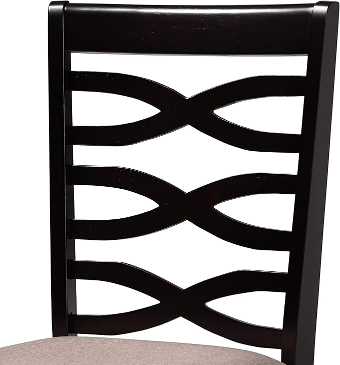 Baxton Studio Mila Modern and Contemporary Sand Fabric Upholstered Dark Brown Finished Wood 7-Piece Dining Set - LeafyLoom