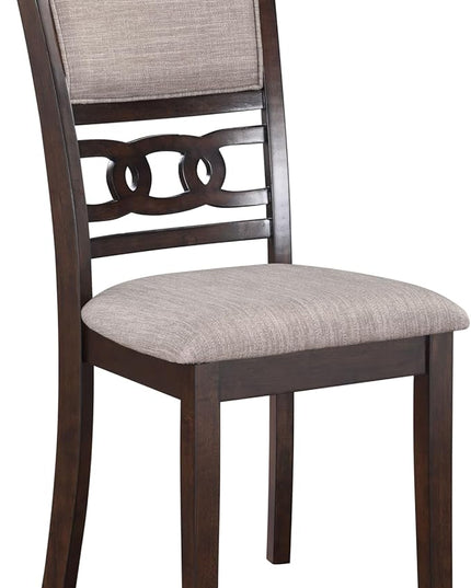 New Classic Furniture Gia Dining Chair (Set of Four), Light Brown Fabric Upholstered Seat & Back Rest, Cherry Brown - LeafyLoom