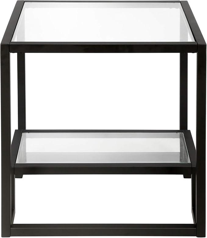 Henn&Hart 22" Wide Square Side Table in Blackened Bronze, Table for Living Room, Bedroom - LeafyLoom