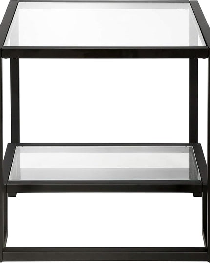 Henn&Hart 22" Wide Square Side Table in Blackened Bronze, Table for Living Room, Bedroom - LeafyLoom