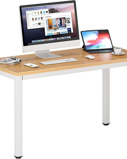 DlandHome 47 inches Medium Computer Desk, Composite Wood Board, Decent and Steady Home Office Desk/Workstation/Table, BS1-120TW Teak and White Legs, 1 Pack - LeafyLoom