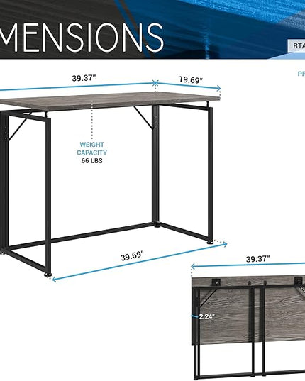 Techni Mobili Space Saving Folding Desk, Grey - LeafyLoom