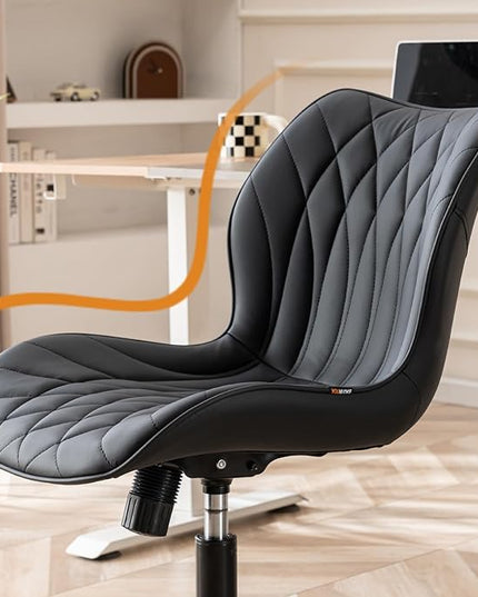 YOUNUOKE Office Desk Chair, Comfy Home Office Chairs, Small Comfortable Desk Chairs with Wheels, Armless PU Leather Chairs for Computer Conference, Black - LeafyLoom