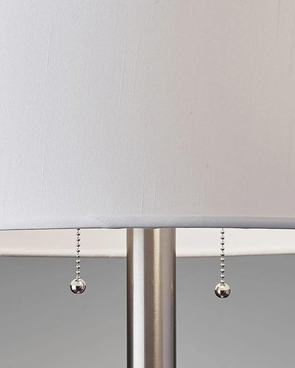 Adesso 4066-22 Boulevard Table Lamp, 28 in., 2 x 100 W Incandescent/26W CFL, Brushed Steel Finish, 1 Bedside Lamp - LeafyLoom