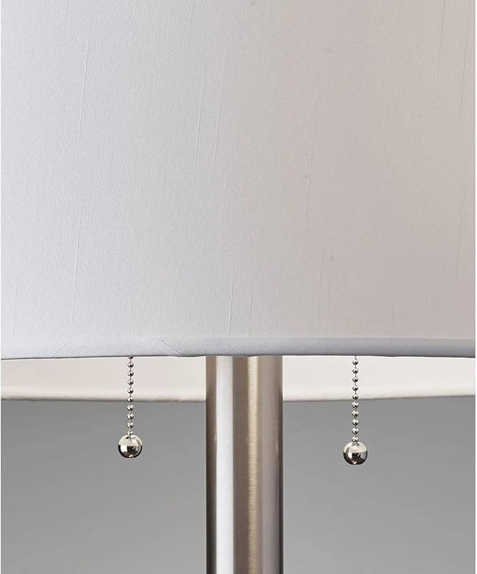 Adesso 4066-22 Boulevard Table Lamp, 28 in., 2 x 100 W Incandescent/26W CFL, Brushed Steel Finish, 1 Bedside Lamp - LeafyLoom
