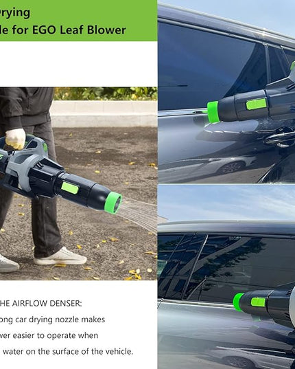 Car Drying Nozzle for EGO Power+ 530 575 580 615 650 765 Leaf Blowers, Includes 1 Leaf Blower Wall Mount Holder and 2 Mounts Battery Holders W/Hardware - LeafyLoom